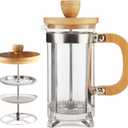 Sivaphe 12 oz French Press Coffee/Tea Maker Single Cup Espresso Press Stainless Steel Filter 0.35L High Borosilicate Carafe Durable Bamboo Handle Small Coffee Maker