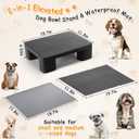 Upgraded Elevated Dog Bowl Stand and 100% Waterproof & Non-Slip Mat, Raised Bowl Stand for Small Medium Dogs, Easy-Clean Silicone Pet Food Mat- Neck Strain Relief & Protect Your Floors