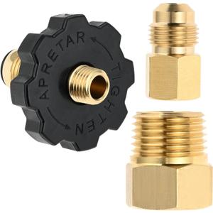 Soft Nose POL Propane Gas Tank Adapter Plug with Full Flow for 50lbs Cylinder Tank, with 3/8" Male Flare and 1/2" Male NPT Converter Fitting, Brass