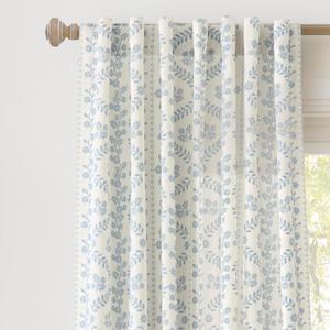 Lush Decor Doreen Delicate Floral Window Curtain Panels Pair 52" W x 84" L Blue - Floral Curtains for Living Room - Light Filtering Curtains Cottage Core