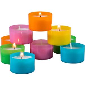 Stonebriar 48 Pack Multicolor Unscented 6 to 7 Hour Long Burning Tea Light Candles