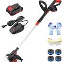 String Trimmer Cordless with Auto Feed,20V Battery Powered 13" Edger and Weed Trimmer,2 in 1 Electric Grass Trimmer,2.5Ah Battery and Fast Charger Included (Black)