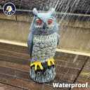 Solar Powered Garden Owl with Motion Detection, Rotating Head, Realistic Hoots and Silent Mode, Outdoor Statue and Sculpture, Owl Decoration for Home, Garden, Patio and Lawn, 16.9 inches x 6.8 inches x 6.8 inches