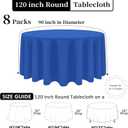 8 Pack Royal Blue Round Tablecloth 120 Inch Wrinkle Resistant Blue Table Cloth Reusable and Washable Polyester Fabric for Buffet Wedding Party and Banquet