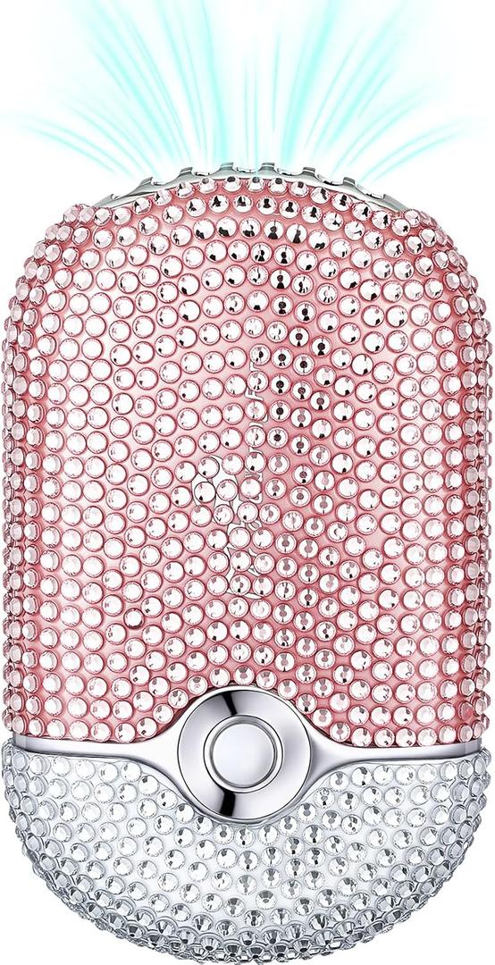 Rhinestone Eyelash Fan Mini Portable Lash Fan Handheld Diamond Eyelash Crystal Bling Personal for Extension Air Cooling Blower with Built in Sponge Lash Extension Application