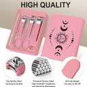 6-Piece Nail Clipper Set with Nail File, Tweezers and ingrown toenail Removal kit Travel Nail kit for Men and Women (Moon Pink)