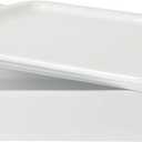 Gibson Home Gracious Dining 2.6-Qt White Stoneware Covered Baking Dish w/Multi-Purpose Lid  12.7" x 9" Rectangular Oven Safe Casserole, Lasagna & Roasting Baker, Lid Doubles as Serveware or Trivet