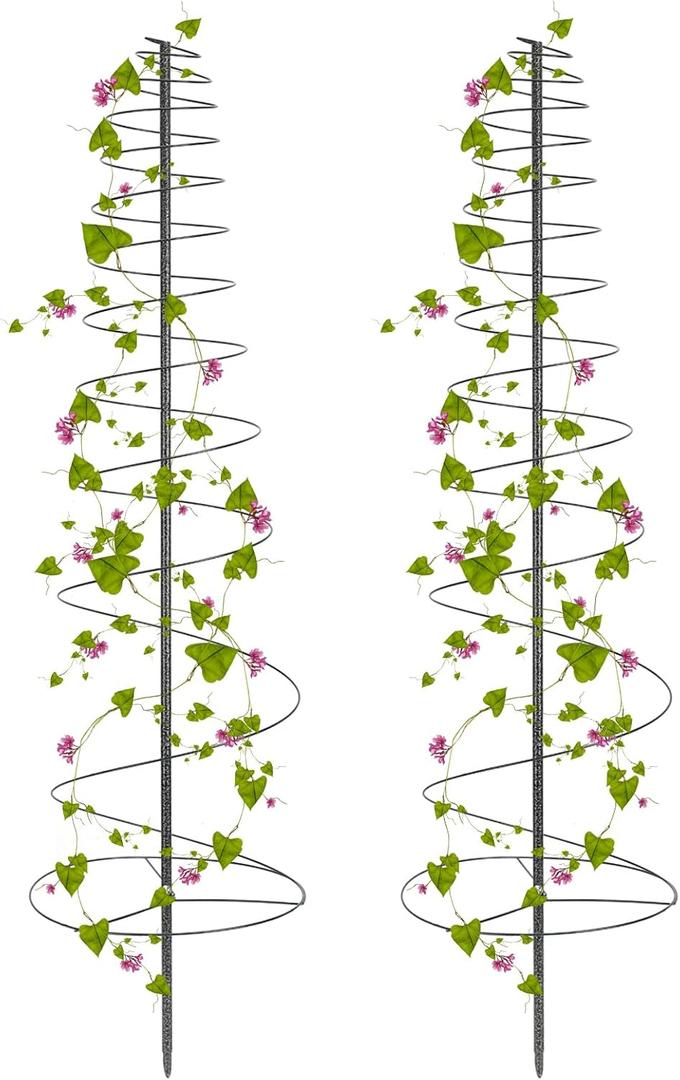 Trellis for Climbing Plants Outdoor, 2 Pack 73inch Tall Plants Trellis Support Metal Garden Trellis for Vegetables Flowers Plants Vine Support (Black)