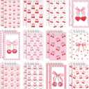 24 Pcs Bow Cherry Mini Notebook Coquette Small Spiral Journal Notepad Pink Cherry Pocket Memo Notebook for Girls Women Pink Coquette Party Favors Bow Office School Supplies