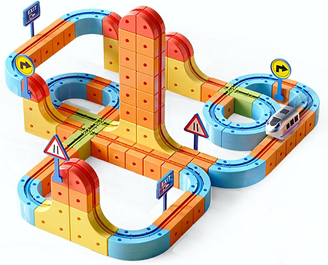 Electric Train Set,Car Track for Toddlers, for Kids 3 4 5 6 7 8 Years Old,Gravity-Defying 3D Embedded Layouts & Motorized Car,STEM Learning Toy Gift for Toddlers Birthday