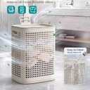SONGMICS Laundry Hamper with Lid, Plastic Laundry Basket, 19.8 Gallons (75 L), Slim Storage Basket, for Bathroom, Bedroom, Cappuccino Beige URLH021L101