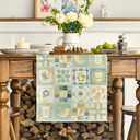 Artoid Mode Plaid Baby Shower Bird Floral Bear Table Runner, Seasonal Spring Kitchen Dining Table Decoration for Home Party Decor 13x72 Inch