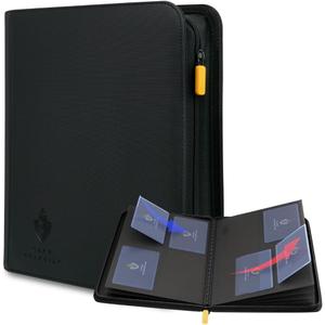 Card Guardian - Toploader binder 4 Pocket top loader binder with Zipper for 160 Cards - Side Loaded Pockets - Compatible with Sports and Trading Cards TCG (Black)