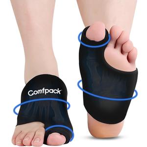 Comfpack Foot Toe Ice Packs Wrap for Bunion, Plantar Fasciitis, Hallux Valgus, Gout, Swelling & Injuries, Big Toe Brace for Arthritis, Hot Cold Compress Therapy Gel Ice Pack for Feet Recovery, 2 Packs