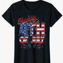 Fireworks Happy 4th Of July US Flag American 4th Of July T-Shirt for Women Girls Kids Men, Extra Small, Black 