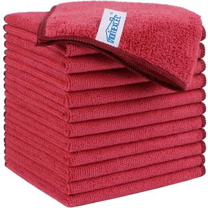 HOMEXCEL Red Microfiber Cleaning Cloth, 12 Pack Premium Microfiber Towels for Cars, Lint Free, Scratch-Free, Highly Absorbent, Reusable Cleaning Rags for Car, Household, Kitchen, Window, 11.5"X11.5"