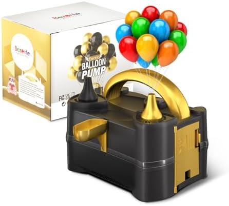 Bezente Balloon Pump Electric, Portable Balloon Inflator Pump Electric Air Pump for Balloons Dual Nozzle Electric Balloon Pump for Birthday Wedding Graduation Party Decorations