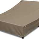 Double Chaise Lounge Cover Outdoor 100% Waterproof Weather-resistant Polyester Fabric Patio Double Wide Lounge Chair Covers All-season Weatherproof Protection Cover for Outdoors Furniture, Camel
