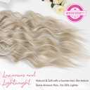 REECHO Clip in Hair Extensions, 4PCS Blonde Hair Extensions 24" Thick Long Beach Waves hair extensions HE003 Invisible Lace Weft Natural Soft Hairpieces for Women Ash Blonde with Highlights