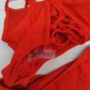 Meyeeka Womens Scoop Neck Cut Out Front Lace Up Back High Cut Monokini One Piece Swimsuit (Small, Red)