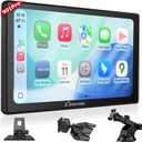 CARPURIDE W901 Pro with Wireless Bluetooth Transmission Portable Carplay & Android Auto Car Stereo, 1080P Touch Screen, Mirror Link/GPS/Siri/FM, with 3 Bracket