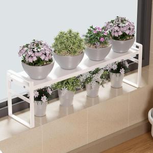 1pc Small Narrow Tall Shelf for Windowsill Kitchen Organizer Stackable Shelves Bathroom Sill Thin Shelves for Narrow Spaces Counter Top Racks (White, L13.8-23.6'' * W5.9'' * H7.5'')