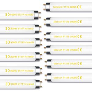 15W 18" T8 Fluorescent Linear Tube Bulb F15T8/WW Warm White Light 3000K Medium Bi-Pin G13 Base 12 Pack