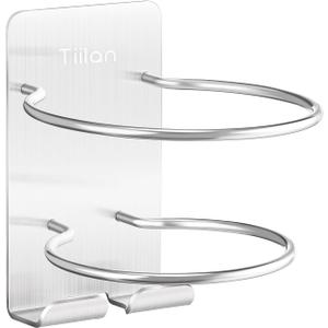 Hair Dryer Holder Wall Mount, Blow Dryer Holder Self Adhesive, SUS 304 Stainless Steel, Bathroom Hair Tool Organizer Rack, Silver