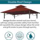Grill Gazebo Replacement Canopy Top - Wonwon 5x8 Gazebo Roof Double Tiered Outdoor BBQ Roof Cover Grill Shelter Only Fit for Model L-GG001PST-F (Burgundy)