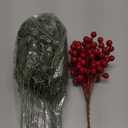 24 PCs Christmas Picks Winter Christmas Tree Stems 9.5 Inches Evergreen Pine Needle Branches 6.5 Inches Red Berry Picks for Craft Floral Arrangements Gift Wrapping Tree Decorations