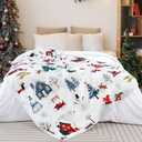 Christmas Throw Blanket Cute Xmas Dog Snowflake Blankets Ultra Soft Farmhouse Snowman Flannel Fleece Throw Warm Cozy Winter Holiday Fuzzy Plus Gift Cabin Throw for Bed Sofa, 60" X 80" (Blue Gray Puppy)