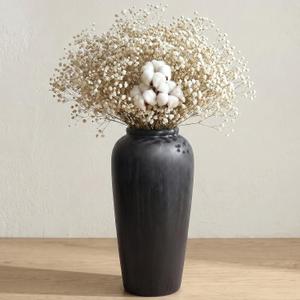 Ceramic Vase Home Decor, Vintage Vase, Wide Mouth Farmhouse vase (19”h-Vintage Black)