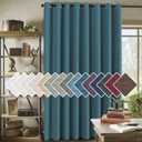 H.VERSAILTEX Room Darkening Linen Curtain for Bedroom/Living Room Extra Wide Blackout Curtains 100 x 84 Inches for Patio Glass Door, Primitive Textured Thick Linen Burlap Fabric, Heather Aegean Blue