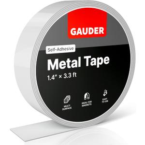 GAUDER Metal Tape Self Adhesive | Ferrous Tape for Magnets | Metallic Steel Strip (3.3 ft)