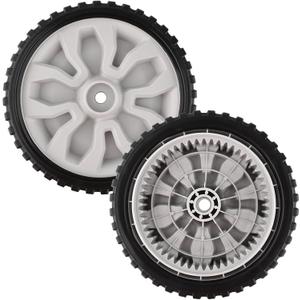 634-05281A 8 inch Front Drive Wheel Assembly for Most Walk-Behind Mowers, 8" Lawn Mower Plastic Wheels Replaces for Troy-Bilt MTD 634-05281A, 2 Pack