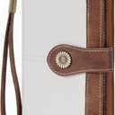 FALAN MULE Womens Wallet RFID Blocking Large Capacity Bifold Leather Credit Card Holder with Zipper Pocket Purse (White with brown)