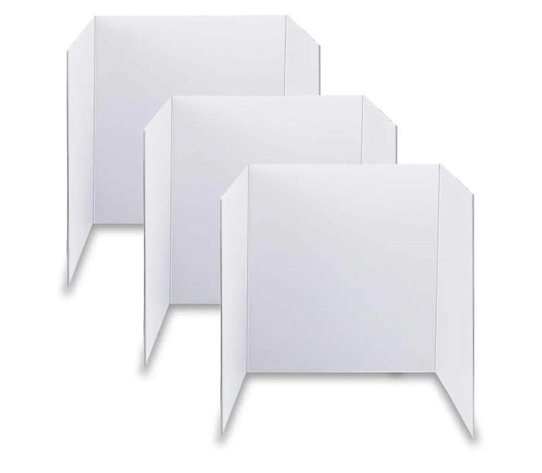 LonlyEagle Trifold Poster Board, 24" x 16", 24-Pack, White Corrugated Project Boards for Science Fairs, School Projects, Event Displays