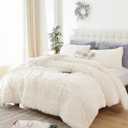 Smoofy Fluffy Queen Comforter Set, Faux Fur Comforter Set Queen Size, Luxury Fuzzy Bedding Set, Soft Shaggy Bed Set for All Season, 3 Pieces - 1 Comforter & 2 Pillowcases, Beige