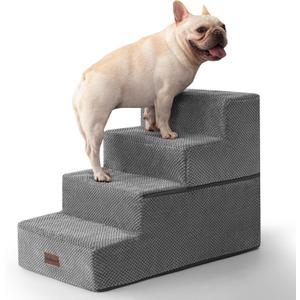 Dog Stairs for Bed 18.5" H, 4-Step Dog Steps for Small Dogs and Cats, Indoor Non-Slip Balanced Pet Stairs are Suitable for Puppy, Older Cat,Gery (Grey)