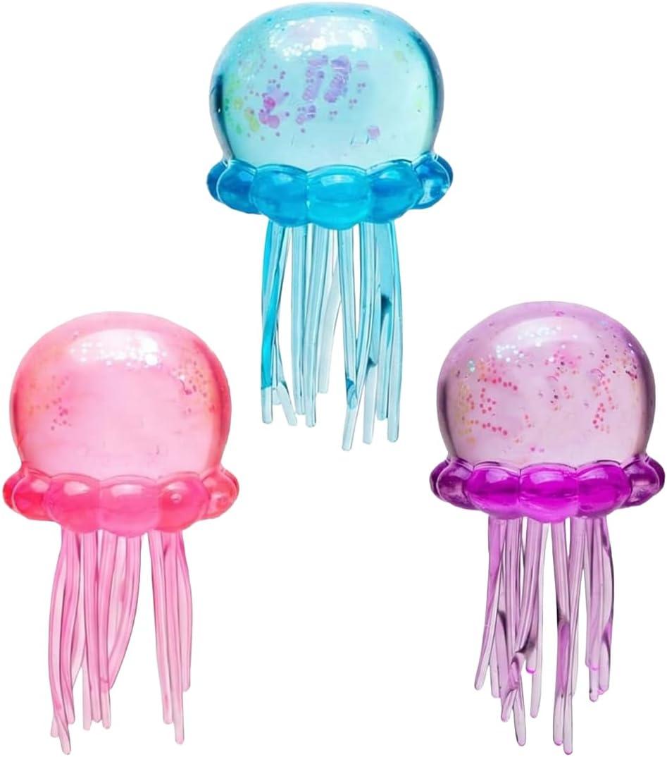 Jellyfish Squishy, Jellyfish Squeeze Slow Rise Sensory Water Animal Stress Ball Relief Fidget Toy for Kids & Adults Party Favors (3pcs)