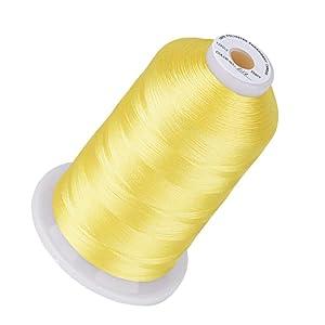 Simthread Embroidery Thread 5500 Yards Lemon Yellow 202, 40wt 100% Polyester for Brother, Babylock, Janome, Singer, Pfaff, Husqvarna, Bernina Machine