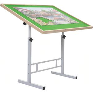 Puzzle Table 1500 Pieces Wooden Jigsaw Puzzle Table with Legs Height Adjustable & Angled Tiltable Puzzle Tables for Adults Folding Puzzle Board, 37.8 inches x 26.5 inches x 2.36 inches