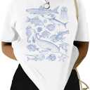 Hilinker Women's Oversized T Shirt Graphic Tees Short Sleeve Shirts Summer Casual Loose Tops M