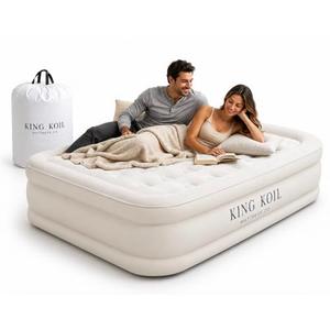 King Koil 20" Queen Air Mattress with Built-in High-Speed Pump - CNN Underscored Top Pick, Sleeps Like a Real Bed, Inflates in 2 Minutes, 600 lb Capacity for Guests, Camping, Home 