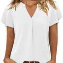 KISSMODA Summer Tops for Women Short Sleeve Shirts Blouses Dressy Casual Date Outfits V Neck Clothes L