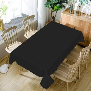 Black Rectangle Tablecloth 70x180 Inch Solid Color Black Fabric Table Cloth Polyester Wrinkle and Oil Resistance Washable Table Cover for Buffet Banquet Outdoor Indoor Kitchen Dining Decor