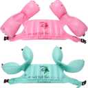 Kids Deluxe Life Jacket Swim Trainers Arm Bands Rings Floats and Swim Vest for Children (3-6 Years) (_Green + Pink)