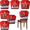 6 Pcs Christmas Chair Covers Santa Hat Red Slipcovers Chair Back Covers Xmas Chair Covers Decoration for Home Dinner Christmas Banquet Party Festival Decor, 23.6 x 19.6 Inch