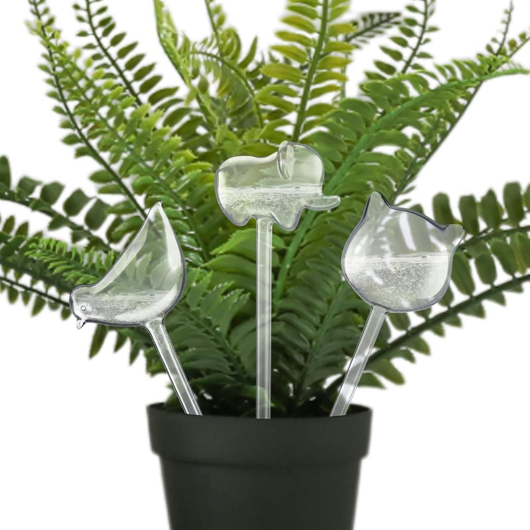 Retisee 3 Pack Self Plants Watering Globes for Indoor & Outdoor Plants Plastic Watering Globes Spikes Automatic Irrigation Planter Insert System Waterer Bulbs(Bird,Cat and Elephant)