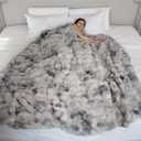 Premium Bubble Cuddle Twin Blanket for Couch Bed, Faux Fur Ultra Soft Gray Cozy Plush Fluffy Blanket, Comfortably Weighted for Bedroom Living Room Home Decor, Machine Washable, 60" x 80"